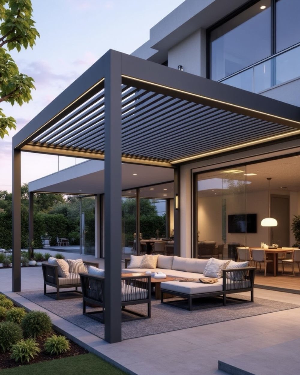 Konut terası için pergola tente — 4 mevsim kullanım