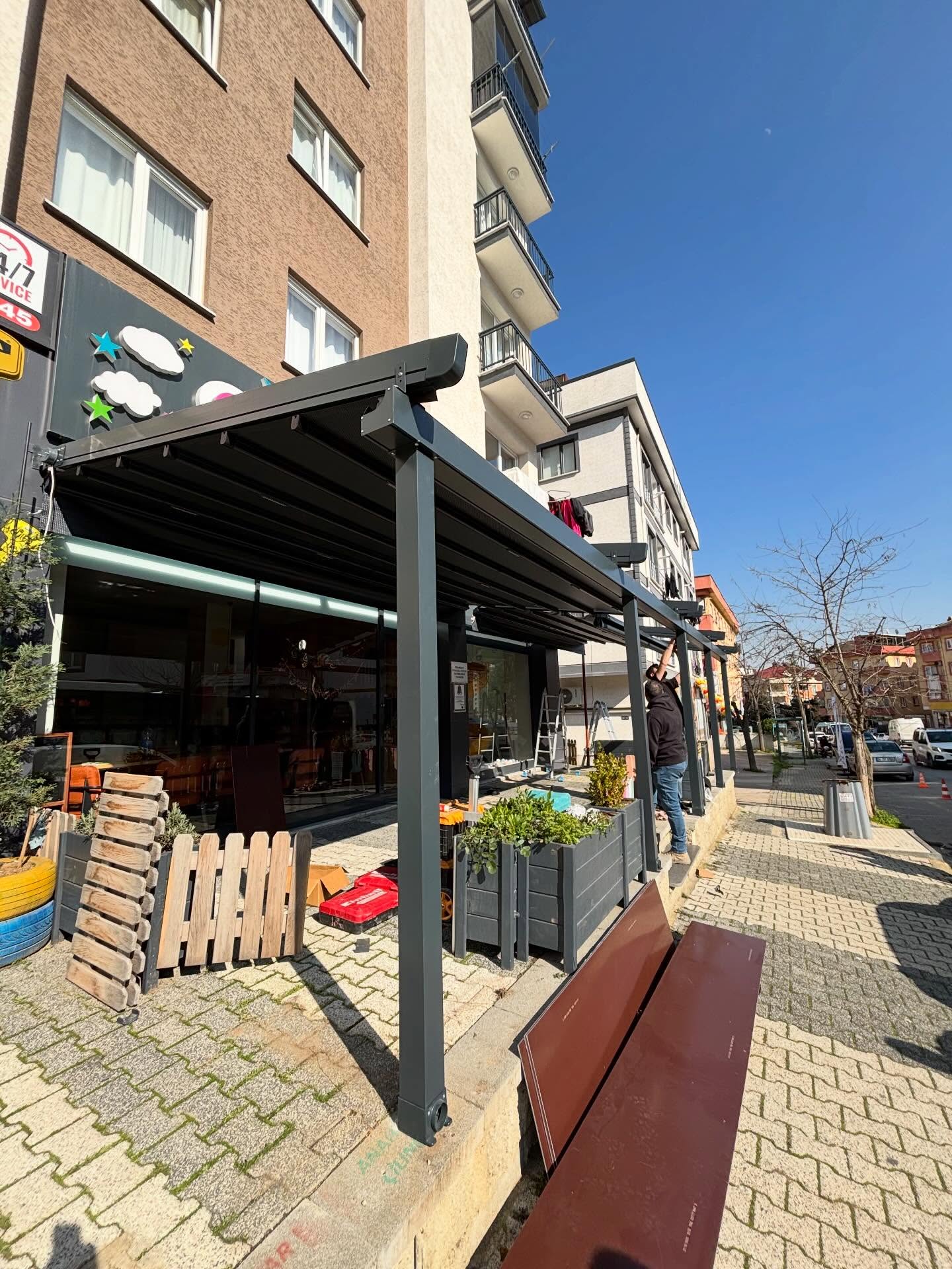 Ticari pergola tente konstrüksiyon detay